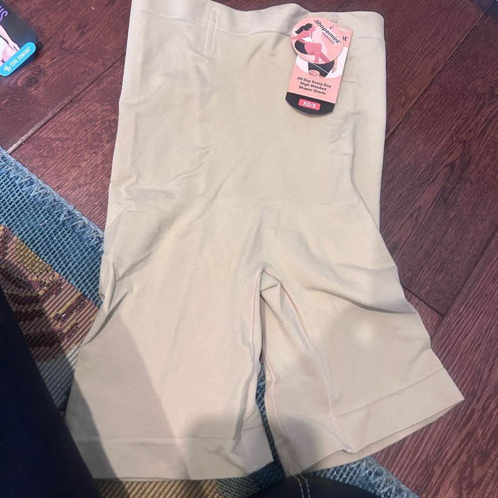 Shapermint Beige High-Waist Sculpting Shorts